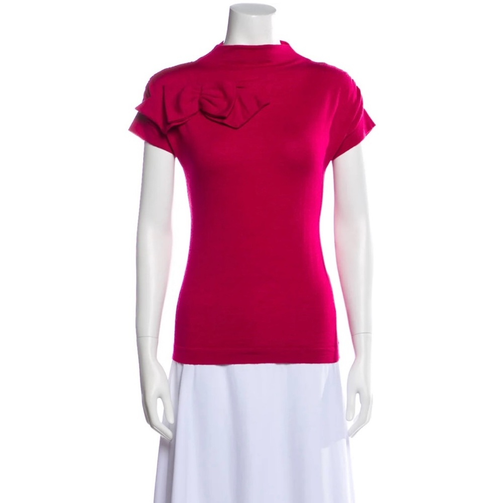 Mock neck bow sweater blouse